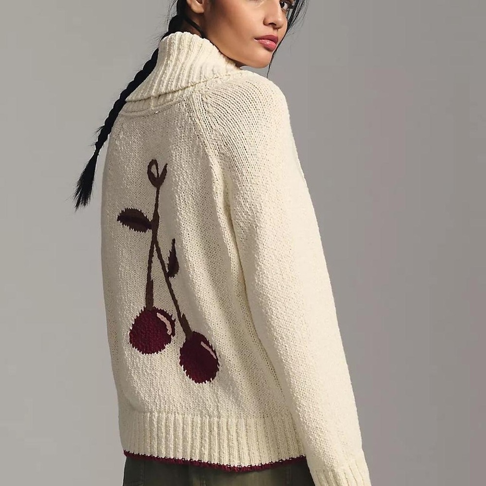 Maeve by Anthropologie cherry cardigan